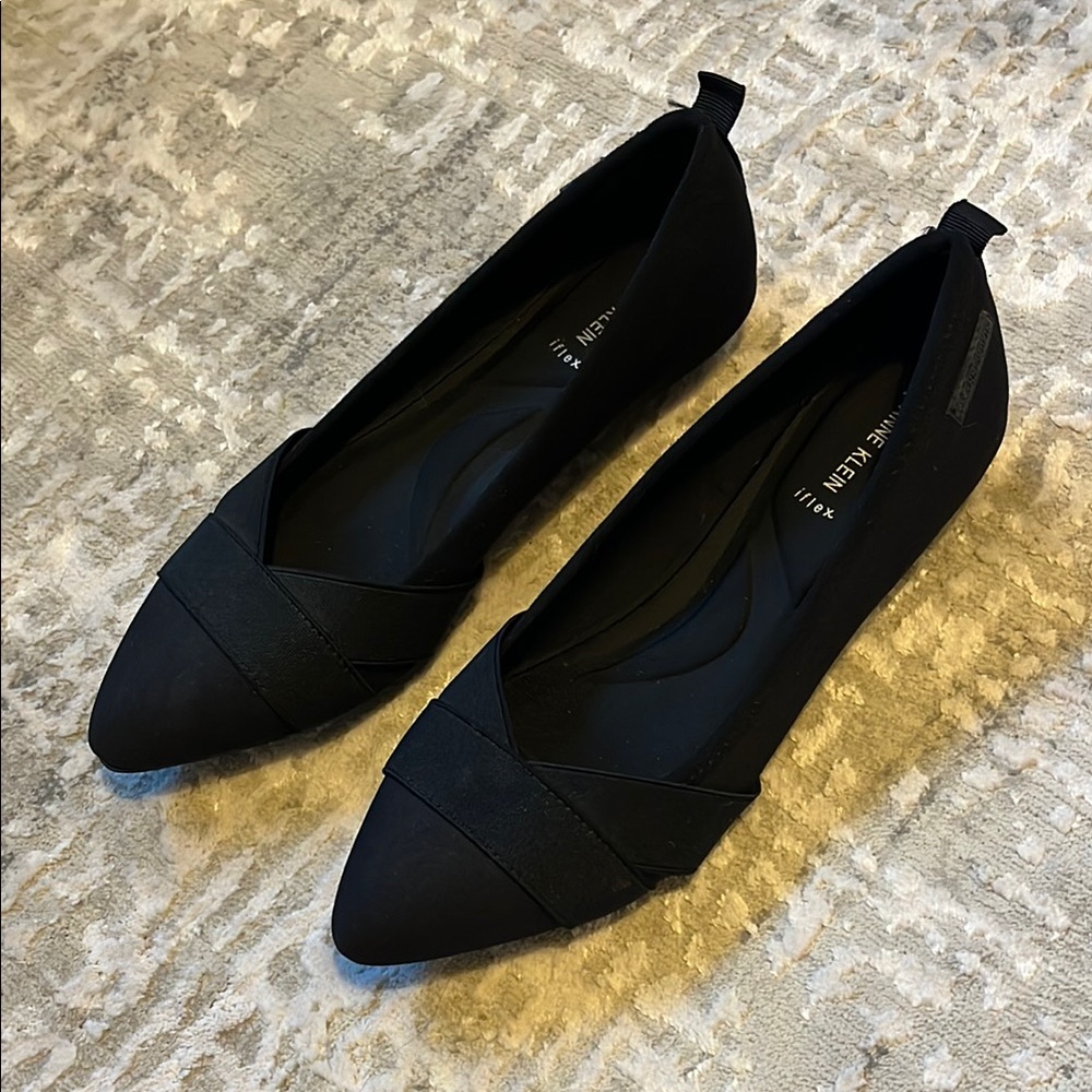 Anne Klein Oval Black Flats